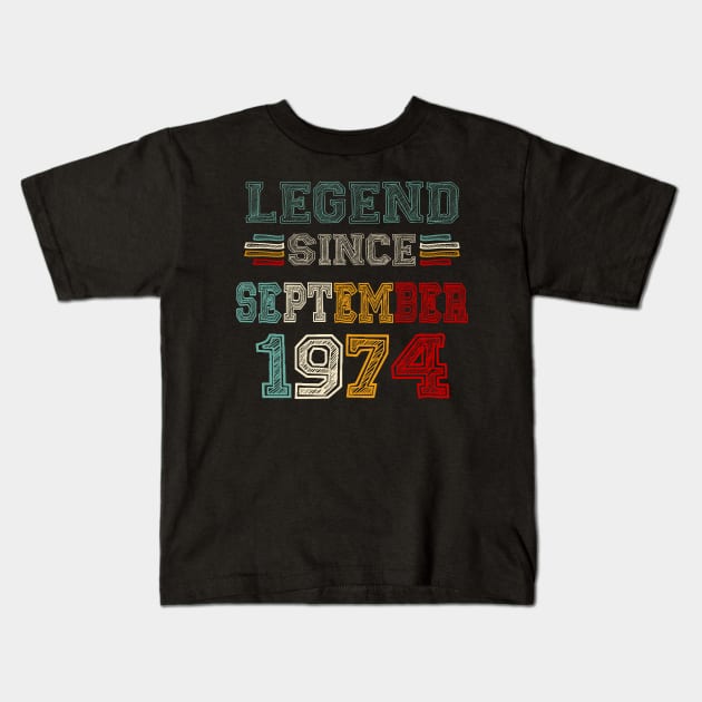 49 Years Old Legend Since September 1974 49th Birthday Kids T-Shirt by Red and Black Floral